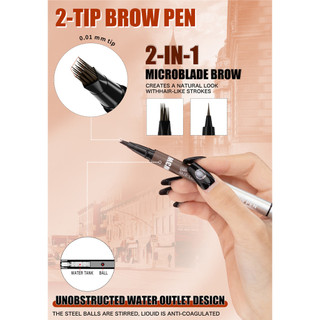 Bút chì kẻ mày hai đầu chạm khắc Micro-Needle Chống thấm nước Không nhòe Hai trong-