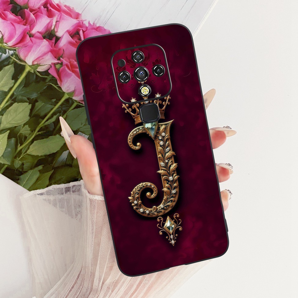 Ốp lưng Tecno Camon 16 Pro Tecno Camon 16 Vỏ silicon sang trọng Vương miện A-Z Chữ cái 2D Họa tiết phẳng Vỏ điện thoại mềm CE7 CE7j CE9h