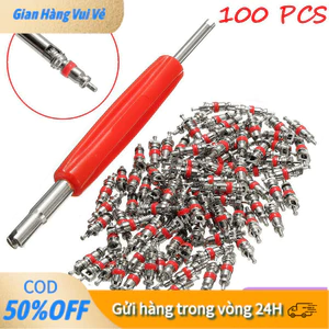 【24h】Bộ 100 Phụ Tùng Thay Thế Van Lốp Xe Ô Tô (Có Cờ Lê), Chất Liệu Kim Loại, Thông Dụng, Tiện Lợi, Giá Cả Hợp Lý