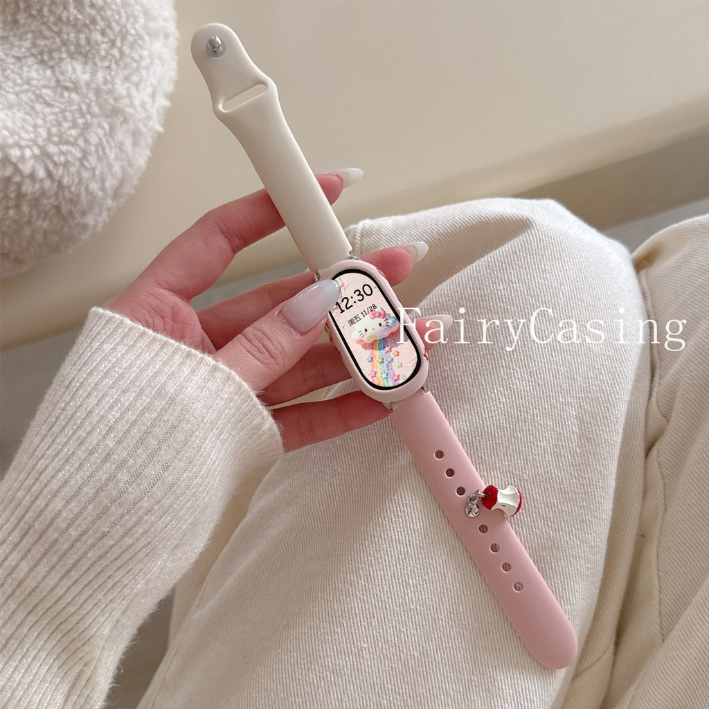Ốp Silicon Mềm + Dây Đeo Cho Xiaomi Mi Band 10 9 8 Dây Đeo Tay Cho Mi Band 9Ceramic Phiên Bản Vòng Tay Gửi Miếng Dán