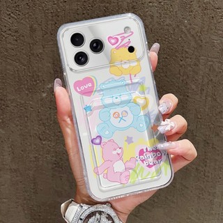 Ốp Silicon Khe Cắm Thẻ Trong Suốt Cho iPhone 17 16 15 14 13 12 11 Pro Max Ốp Lưng Điện Thoại CUTE C-CARES B-BEARS In Bảo Vệ Cho iPhone AIR 16E 16 15 14 Plus
