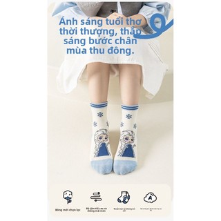 Vớ trẻ em Elsa – Hình công chúa dễ thương, chất liệu mềm, vớ cổ trung phù hợp mùa thu