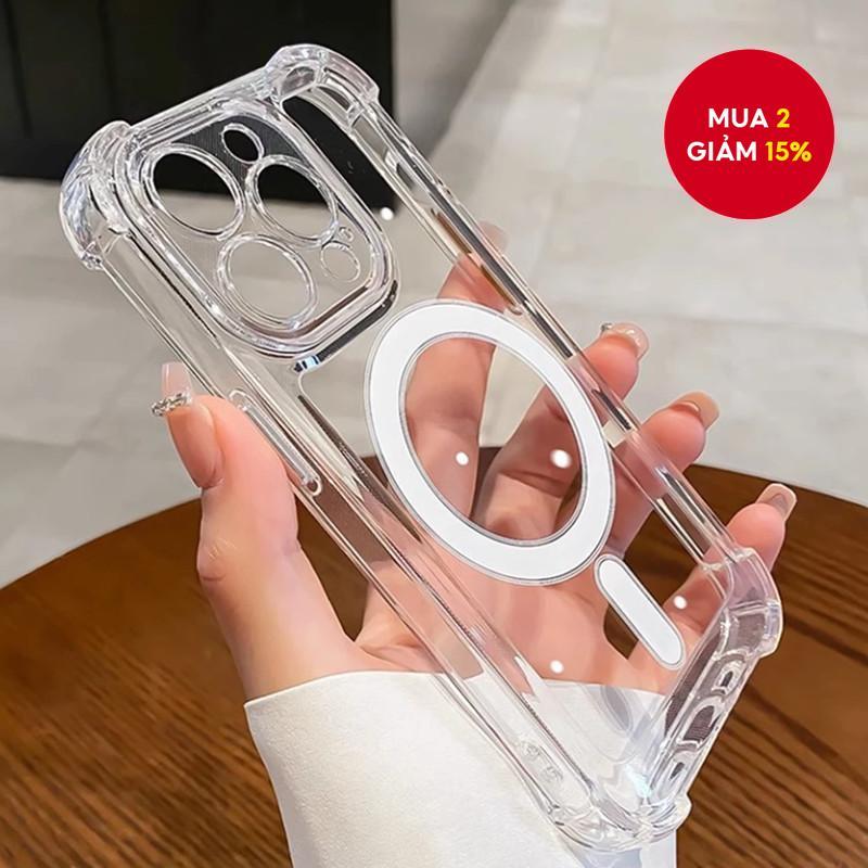 Ốp lưng iPhone trong suốt chống sốc từ tính cho 11-16 Pro Max / Plus | Bảo vệ toàn diện
