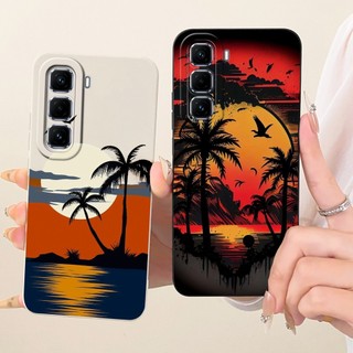 Dành Cho Infinix Hot 50 Pro + 4G X6880 / Hot 50 Pro 4G X6881 Vỏ Bảo Vệ Ống Kính Thời Trang Dusk Tranh Bãi Biển Vỏ Điện Thoại Silicon Mềm