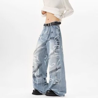 Quần jean unisex vẽ tay graffiti phong cách đường phố cao cấp