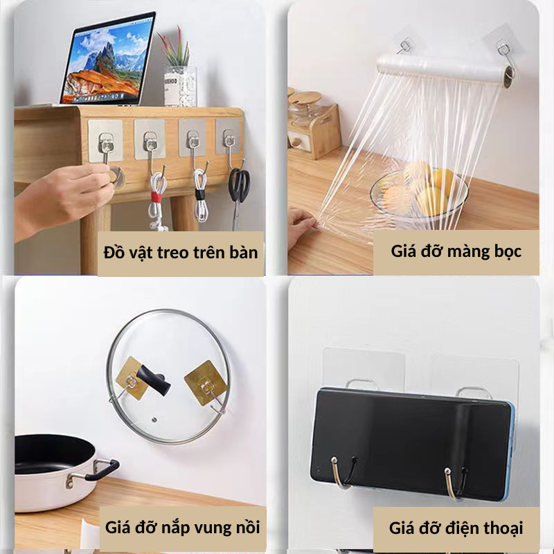 Combo 10 Móc Dán Tường Chịu Lực Siêu Dính Treo Đồ, Vật Dụng Đa Năng Tiện Ích, Không Cần Khoan Đục | 346