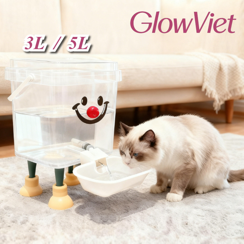 Đài Phun Nước Tự Động 5L Cho Thú Cưng - Bình Trong, Bát Chống Tràn, Dễ Tháo Rời, Nước Luôn Sạch