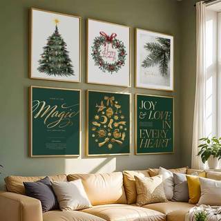Giáng Sinh Thời Trang Đơn Giản Xanh Tranh HD In Canvas Treo Tường Nghệ Thuật Poster Nhà Phòng Khách Phòng Trang Trí Văn Phòng Tranh