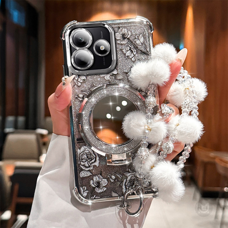 Vỏ Cho VIVO iQOO Z9 Z9X Z8 Z7i Z5 Z6X Z3 Z10 Turbo Mạ Gương Trang Điểm Vỏ Silicon Chống Sốc Có Dây Xích