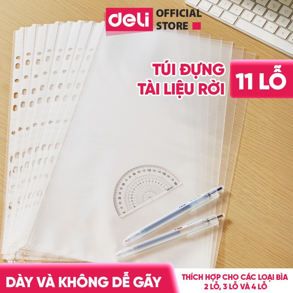 Sơ Mi Lỗ Deli Túi Đựng Tài Liệu 11 Lỗ Chất Liệu PP Cao Cấp Chống Nước Bảo Vệ Tài Liệu Tiện Lợi Học Sinh Văn Phòng