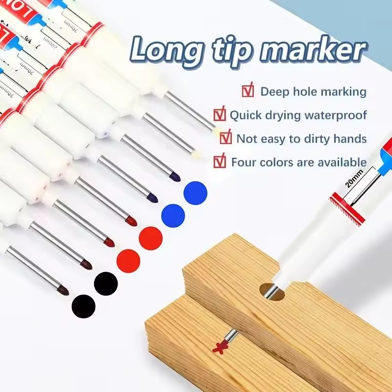 3 / 6 / 9 Cái Bút đánh dấu lỗ sâu 20mm / Bút đánh dấu dầu chế biến gỗ đầu dài