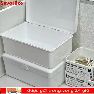Hộp lưu trữ SAVORBOX, Hộp đựng hình ảnh màu trắng bằng nhựa, Hộp đựng đồ lật chống bụi Ins