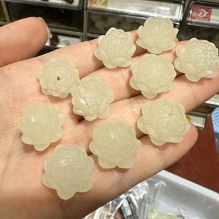 Đá Dạ Quang Khắc Hoa Sen Hạt Phụ Kiện Vòng Tay Vòng Cổ Phụ Kiện diy Handmade Hạt RLTB