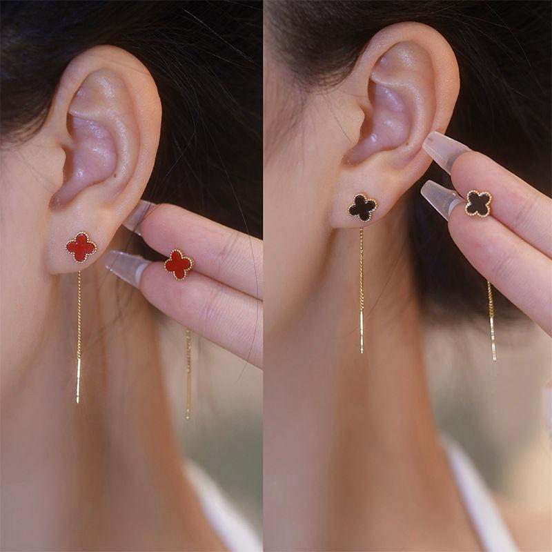 Bông tai dây cỏ bốn lá dành cho nữ sinh viên - Quà tặng mang phong cách Hàn Quốc