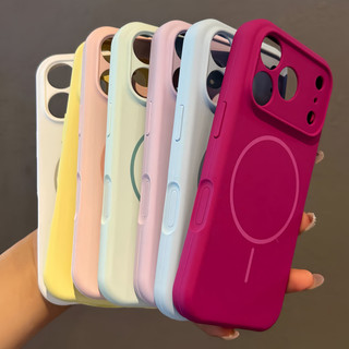 Ốp điện thoại silicon lỏng màu cam Magsafe cho iPhone 17 Pro Max 17 Air Soft Charging Cover cho iPhone 13 14 15 16 Pro Max Plus