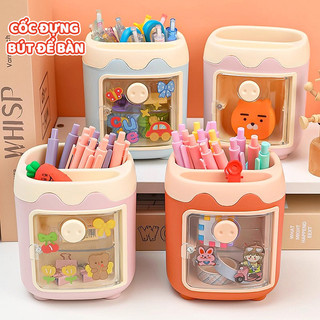 Hộp Đựng Bút để bàn tiện lợi cùng lọ đựng bút dễ thương, phù hợp cho bé trang trí và sắp xếp đồ dùng học tập gọn gàng