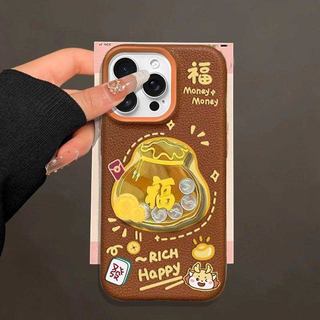 Năm Mới 3D Túi May Mắn Vàng Đồng Xu Bỏ Túi Dành Cho Xe Máy Moto EDGE 60 Stylus FUSION 50 PRO NEO G05 G15 G34 G35 Da PU Dễ Thương Mềm Mờ