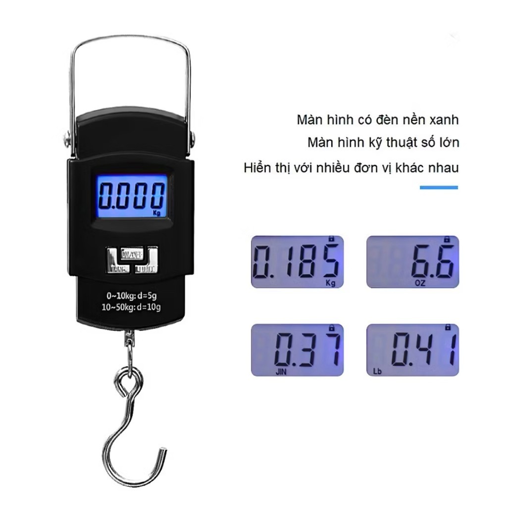 Cân điện tử mini cầm tay 50kg – thiết kế gọn, màn hình LCD, độ chính xác cao, đa năng tiện lợi