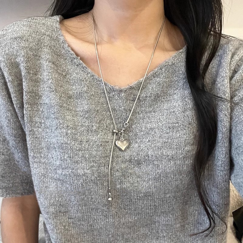 Vòng Cổ Mặt Dây Chuyền Hình Trái Tim từ Thép Titan và Bạc Thời Trang, Chống Phai Màu
