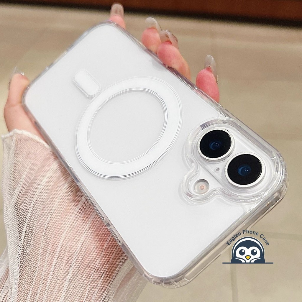 Ốp điện thoại trong suốt tích hợp từ tính cho iPhone 17 Air 16 16e 15 14 13 12 Mini 11 Pro XS Max XR 7 8 Plus Vỏ hấp dẫn Mặt sau doanh nghiệp Acrylic đơn giản