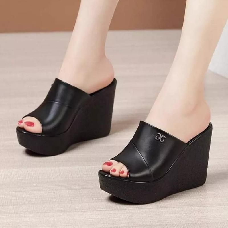 Dép đế xuồng quai DA VIỀN CHÉO CAO CẤP 10CM SIÊU XỊN. xxTTIIÔ