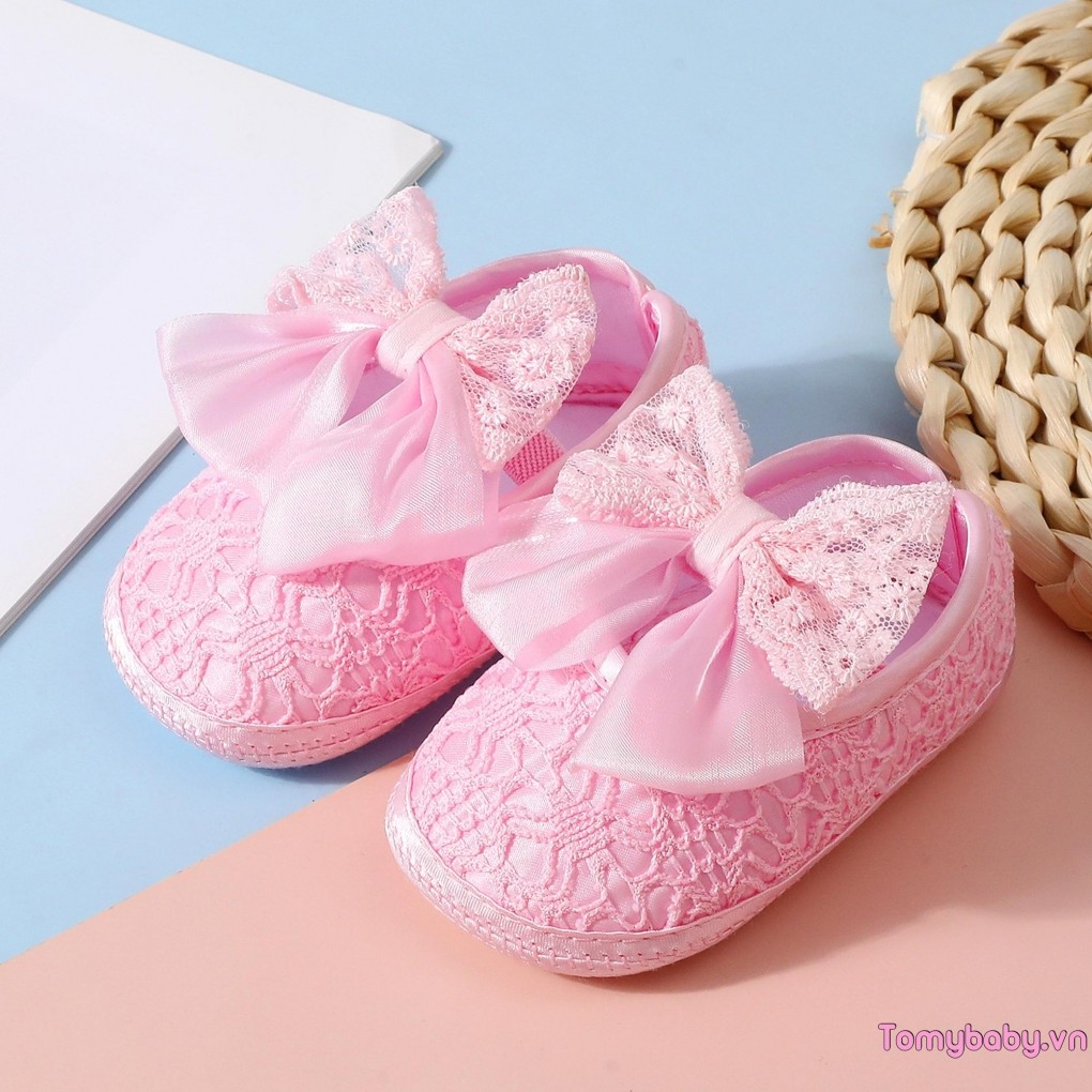 Bé Gái Nơ Giày Ren Dễ Thương Thời Trang Trẻ Sơ Sinh Chống Trơn Trượt Giày Đi Bộ Đầu Tiên Sử Dụng Hàng Ngày Những dịp Đặc Biệt