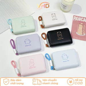 Ví Nữ 3 Ngăn In Hình Gấu Dễ Thương - Chất Liệu PU Mềm Mịn, Màu Pastel Nhẹ Nhàng, Đựng Tiền & Thẻ Tiện Lợi