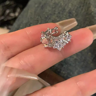Kẹp tai ngôi sao zircon bằng bạc lấp lánh, phong cách Hàn Quốc không cần xỏ khuyên, trang sức sang trọng cao cấp