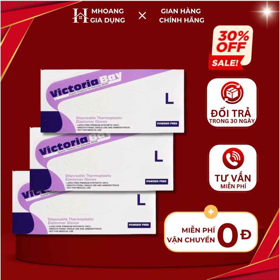 Hộp 100 găng tay nấu ăn siêu dai Victoria Bay làm bếp siêu dai chất liệu không mùi chống nhăn Tiện lợi cho gia đình 197