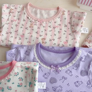 (3-12Yrs) 95% Cotton Lycra Bộ Đồ Ngủ Trẻ Em Bé Trai Bé Gái 200 Gram Bốn Mùa Lycra Quần Áo Nhà Xuân Hè Dài Tay