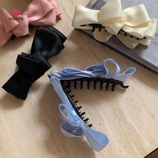 HWETR Retro Satin Nơ Chuối Kẹp Tóc Lưng Cao Đuôi Ngựa Dọc Kẹp Tóc Vuốt Tóc Cao Cấp Phụ Kiện Tóc Cho Nữ Mới