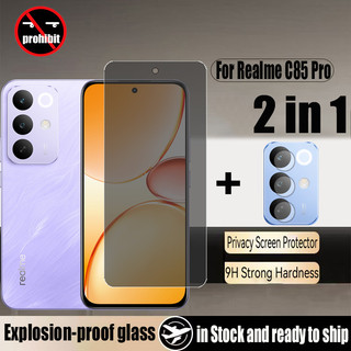 Kính cường lực chống gián điệp Realme C85 Pro 2 trong 1 Bảo vệ màn hình riêng tư cho Realme C75 C71 C75x C67 C65 C63 C55 C53 C51 4G 5G Có màng ống kính máy ảnh