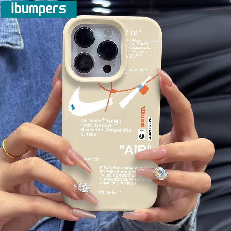 Ibumpers INS Đen SNEAKERS Giày Thể Thao A1R Ốp Điện Thoại Cho iPhone 17 Pro Max Vỏ 16 15 14 Plus 13 12 11 Pro Max Silicon Mềm Nhãn Trắng Ốp Lưng