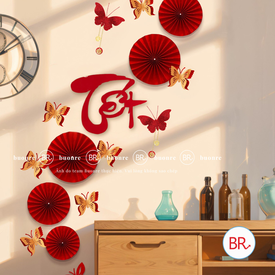 [Tết 2026]Set Quạt Giấy Đón Xuân Kim Phát May Mắn–Phụ Kiện Decor Trang Trí Tết,Trang Trí Nhà Cửa ANGIHOME