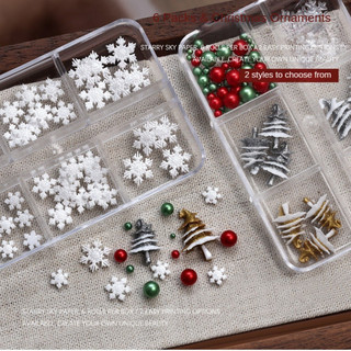6 Lưới Móng Tay Nghệ Thuật Trang Sức Giáng Sinh Bông Tuyết Trắng Ngọc Trai Cây Giáng Sinh Nhựa Quyến Rũ Trang Trí Móng Tay Dụng Cụ Làm Móng Tay Cho Tiệm Móng Tay