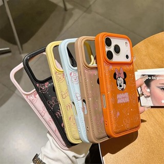 Hoạt Hình Dễ Thương Minne Chuột Đệm Không Khí Mềm Da PU Ốp Lưng Điện Thoại iPhone 17Promax 17Pro 12 13 14 15 16 Pro Max Chống Sốc Nam Nữ Vỏ Di Động