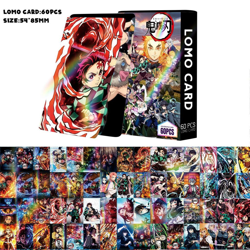 60 chiếc Manga Manhwa Animation Haikyuu!! Laser Hologram Lomo Cards Genshin Demon Slayer Photocards Kamado Tanjirou Nezuko Agatsuma Zenitsu Bưu thiếp ba chiều YM