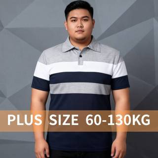 Áo Polo Nam Plus Size Short Sleeve Striped cổ tròn