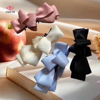 HWETR Retro Satin Nơ Chuối Kẹp Tóc Lưng Cao Đuôi Ngựa Dọc Kẹp Tóc Vuốt Tóc Cao Cấp Phụ Kiện Tóc Cho Nữ Mới