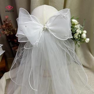 HWETR Thanh Lịch Đôi Nơ Cô Dâu: Mũ Ren Tinh Tế Cho Đám Cưới Của Bạn Với Nơ Trắng Thánh Kẹp Tóc Cho Đám Cưới Mũ Đội Đầu Mới