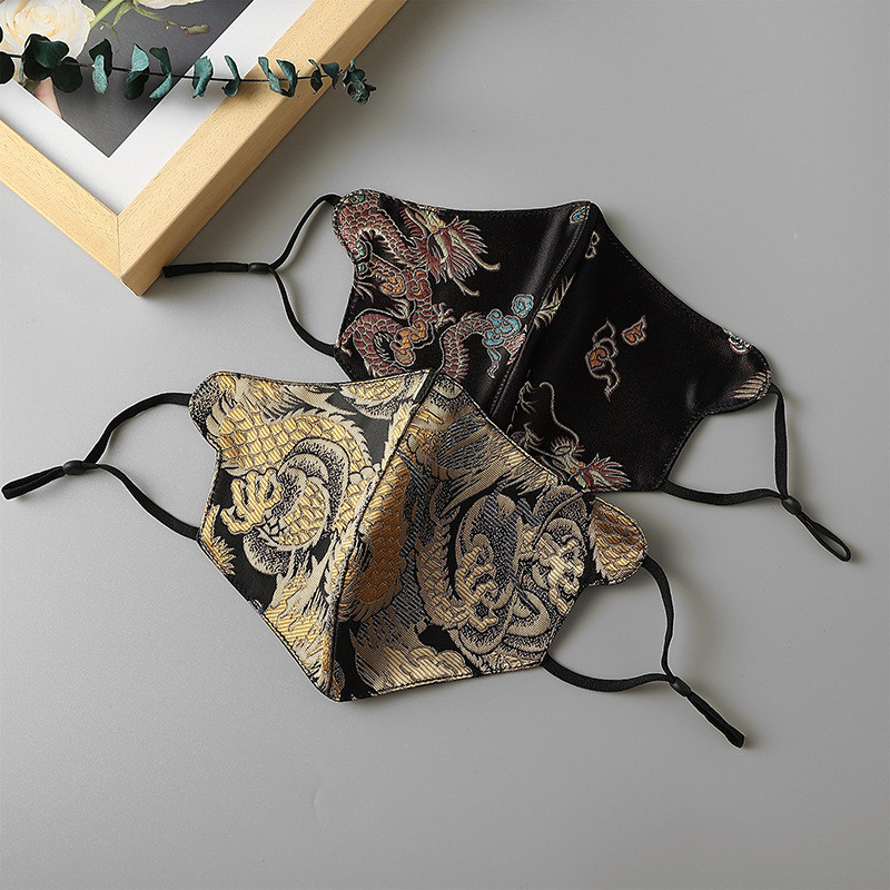 Quốc Gia Hợp Thời Trang Năm Rồng Natal Năm Với Cotton Thêu Thu Đông Mặt nạ Ấm Áp Phong Cách Phương Tây Mặt Nhỏ Có Thể Điều Chỉnh Có Thể Giặt TBTJ