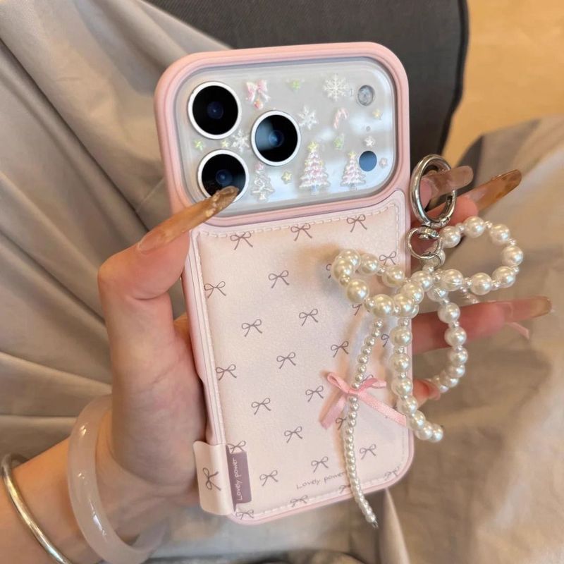 Mặt dây chuyền nơ ngọc trai Thích hợp cho vỏ điện thoại Apple iPhone17promax 15 nữ 16 nơ 14 hợp thời trang