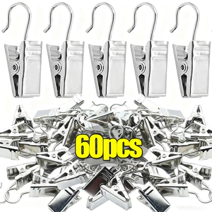 20 / 40 / 60 Móc sắt bền 32mm - Phụ kiện tắm hiện đại màu bạc - Kẹp rèm tắm chống gỉ - để sử dụng tại nhà & khách sạn