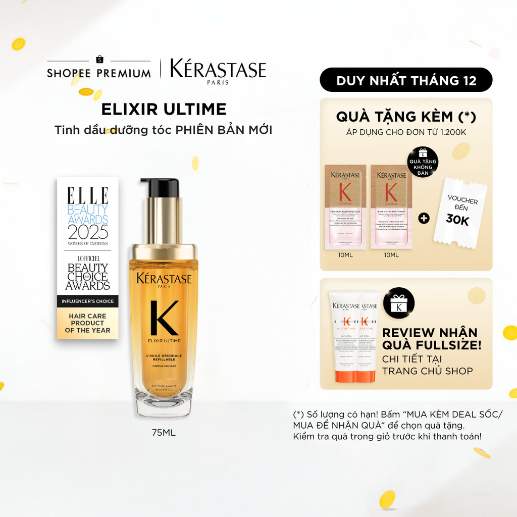 [MỚI] Tinh dầu dưỡng giúp tóc bóng mượt & giảm chẻ ngọn  - Kérastase Elixir Ultime Oil 75ml