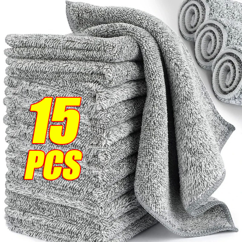 5 / 10 / 15 Khăn Than Tre Microfiber / Khăn Lau Dầu Chống Dính Dày