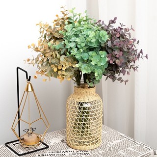 Cành Lá Khuynh Diệp Táo Giả 36cm Trang Trí Nhà Cửa Đạo Cụ Chụp Ảnh Decor Phòng Khách Đám Cưới Artificial Eucalyptus Leaves Plant Home Wedding Decoration Plastic Greenery Stems Autumn Purple Silk Flowers Bouquet 6pcs Office Table Modern Aesthetic DIY