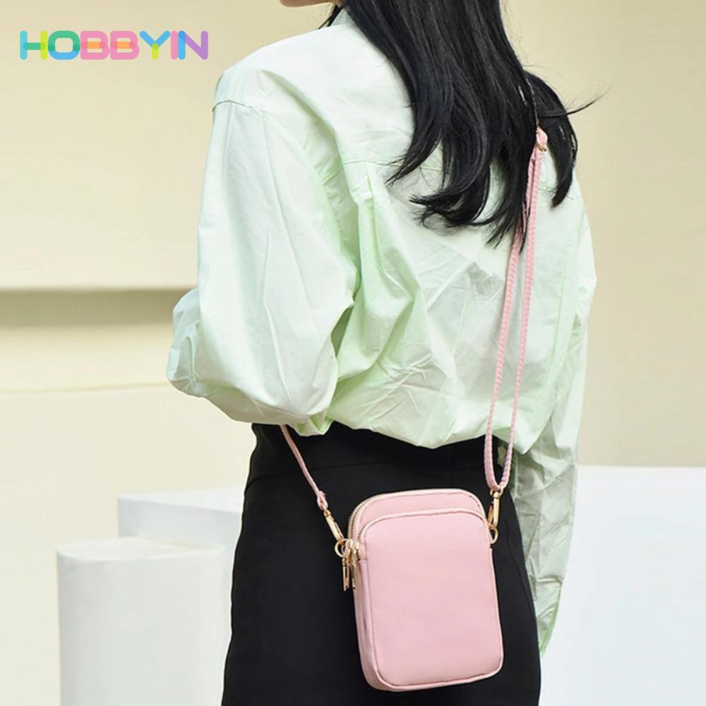 Ví đựng điện thoại di động HOBBYIN, có phích cắm tai nghe Túi đeo vai Walle 3 lớp, Túi đeo chéo Nylon có dây kéo thời trang