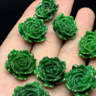 Mặt dây chuyền hoa mẫu đơn jadeite khô 20mm, phụ kiện DIY