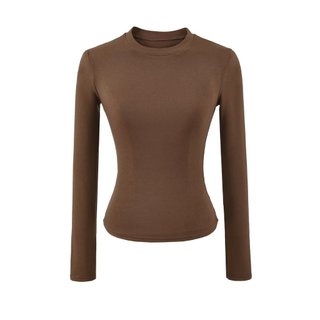 Áo Thun Nữ SKIMS Style Basique, Chất liệu Lông Cừu, Cổ Tròn Tay Dài