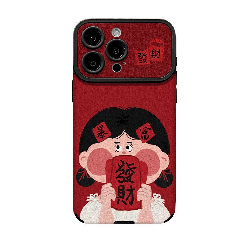 Dây buộc Fortune Girl Thích hợp cho Ốp điện thoại 16promax iphone17 Dòng năm mới 15 Da cừu silicon